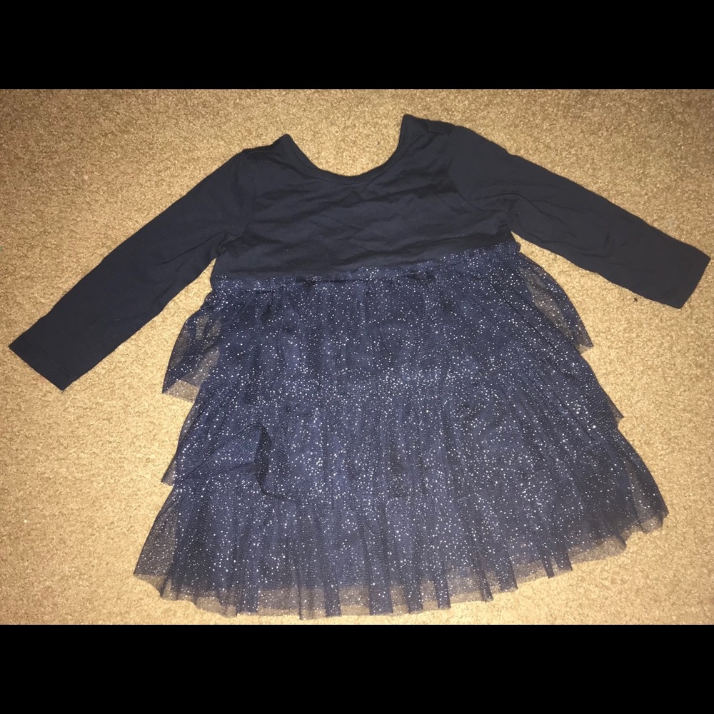 12-18m navy w/silver glitter BabyGAP dress in EUC